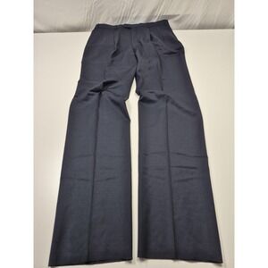 VTG Majer Dress Pants Mens 38x37 Blue Wool Pleated Straight Unhemmed NWT USA